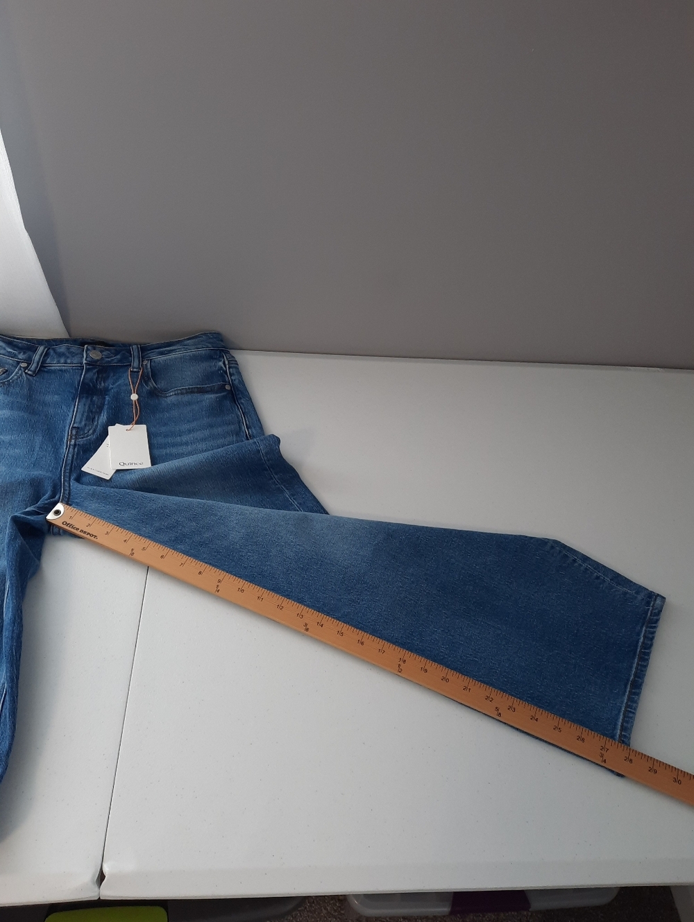 Quince Bella High Rise Stretch Barrel Jeans in Atlantic Blue size 30 - Picture 13 of 15